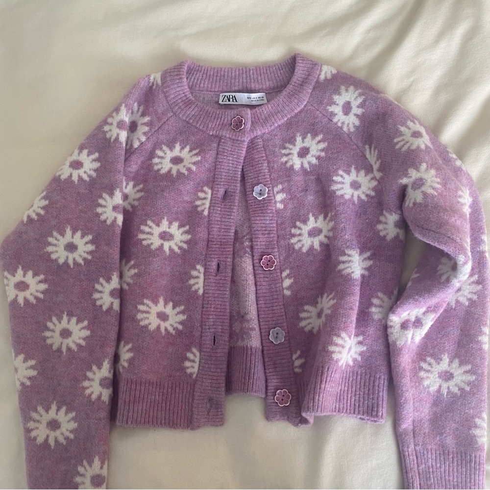Zara Pink / Purple Flower Print Cardigan